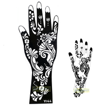 1 шт. Популярные изысканные наклейки Mehndi с цветочным кружевом, дизайн хна, блеск трафареты для Временной Татуировки, для женщин, тела, ручная краска, шаблон Y044 2024 - купить недорого