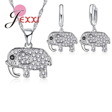 Elephant Pendant Necklace Earrings Animal 925 Sterling Silver Jewelry Sets Charm Full CZ Crystal  Rhinestone 2024 - buy cheap