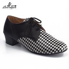 Ladingwu sapatos de dança de salão, calçados modernos para dança de salão, de couro sintético e microfibra, com padrão rhomem 2.5cm 2024 - compre barato