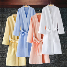 Халат вафельный мужской/женский/мужской, сексуальный халат-кимоно с потоотделением, летняя одежда, халаты для отдыха 2024 - купить недорого