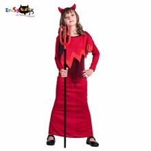 2017 High Quality Halloween Costume Fancy Dress Costumes Cosplay Red Long Dress For Girls Devil Girl Kids Halloween Costumes 2024 - buy cheap