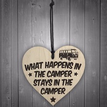 Meijiafei What Happens In The Camper Stays In The Camper Novelty Wooden Hanging Heart Shaped Plaque Van Sign 2024 - buy cheap