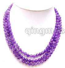 6mm round high quality Natural Purple crystal 3 strands 18-20" necklace-nec5748 2024 - buy cheap