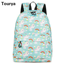 Tourya-Mochila con estampado de unicornio para mujer, bolso escolar impermeable para adolescentes, bolsa de viaje para ordenador portátil 2024 - compra barato