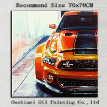 Artist Handmade Good Quality Impression Car Oil Painting On Canvas Handmade Modern Abstract Orange Car Oil Painting For Wall Art 2024 - buy cheap