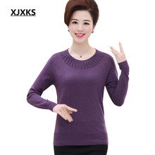 Xjxks suéter feminino, blusa e pulôveres de manga comprida, pulôver feminino plus size, roupa básica, 2018 2024 - compre barato