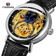 FORSINING автоматические часы мужские Sun Moon Phase Мужские Tourbillon механические часы 3ATM водонепроницаемые мужские наручные часы 2024 - купить недорого