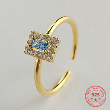 2019 New Fashion 925 Silver Open Rings Blue Crystal Luxry Zircon Gold Rings Jewelry Gifts for Women 2024 - buy cheap