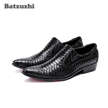 Batzuzhi-Zapatos de cuero genuino para Hombre, calzado Formal de lujo con patrón de Pitón, Zapatos de vestir de oficina, 2020 2024 - compra barato