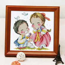 Gold Collection Lovely Counted Cross Stitch Kit The Flower Shoes Little Boy and Girl Love SO 2024 - buy cheap