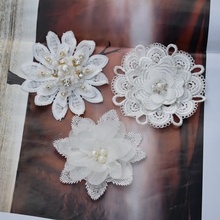 10cm bordado laço flor 3d casamento laço applique vestuário remendo feito à mão diy material 2024 - compre barato