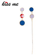 KISS ME Asymmetric Women Earrings 2019 Wholesale New Round Long Dangle Earrings Fashion Jewelry 2024 - buy cheap