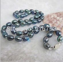 free shipping YH@CS >18" 10-13MM NATURAL TAHITIAN GENUINE PEACOCK BLUE PEARL NECKLACE 2024 - buy cheap
