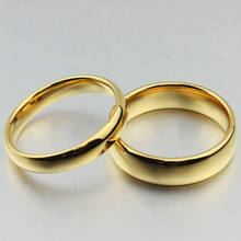 Free Custom Engraving 4mm/6mm Couple's Simple Plain Gold Wedding Rings in Tungsten Carbide 2024 - buy cheap