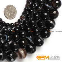 Cordão preto facetado redondo, sardonyx ágata para fazer joias de cordão 15 polegadas 8mm 10mm 12mm faça você mesmo acessórios de joias contas soltas 2024 - compre barato