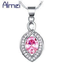 Almei Choker Necklaces Silver Color with Pink Blue Rhinestone Fashion Crystal Big Necklace Neck Pendants Woman's Jewelry N1128 2024 - buy cheap
