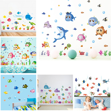 Adesivo de parede plástico bolha de peixes, decoração para quarto e para casa, adesivo engraçado com animais de desenho animado, arte mural de pvc 2024 - compre barato