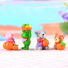 ZOCDOU 1 Piece Small Animal Statue Resin Doll Toy Figurine Garden Home Car Crafts Miniatures Decor Ornament Pig Pumpkin Harvest 2024 - buy cheap