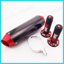 Manopla e silenciador de cano de escape cnc vermelho para bicicleta 125, 140, 150 cc, crf50, polegares ssr, pit dirty bike, mx, motocross 2024 - compre barato