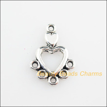 New 40Pcs Tibetan Silver Color Tiny Heart Charms Connectors 13x19mm 2024 - buy cheap