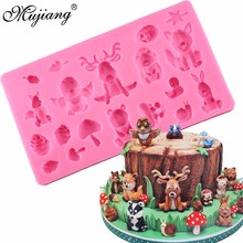 Mujiang-moldes para Chocolate y Fondant de animales, utensilios de decoración para pasteles de cumpleaños, moldes de silicona para hornear, moldes de caramelo de arcilla 2024 - compra barato
