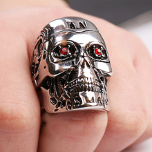 Мужское кольцо с красными кристаллами, кольцо с черепом, мужские локомотивные аксессуары в стиле панк 2024 - купить недорого