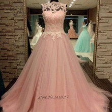 Vintage Pink Wedding Dress 2016 Princess Wedding Gowns Lace Bride Dresses Buttons Vestidos de Noiva Com Foto Real Trouwjurk 2024 - buy cheap