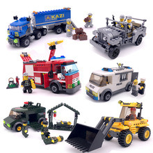 Building Blocks Toys Assembled Truck Engineering Firetruck Car ABS Policecar Building Blocks Kids Educational Toys For Children 2024 - buy cheap