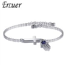 ERLUER-pulsera de mano en forma de cruz para mujer, brazalete de color oro rosa y plata, CZ de cristal, joyería, regalos de amor 2024 - compra barato