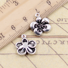 20pcs Charms Flower 15x14mm Tibetan Bronze Silver Color Pendants Antique Jewelry Making DIY Handmade Craft 2024 - buy cheap