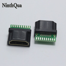 NinthQua 1 шт. Позолоченный разъем HDMI типа A, стандартный гнездовой разъем с печатной платой, разъем HDMI 19P с пластиковым корпусом (1,4) 2024 - купить недорого