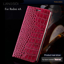 wangcangli brand  phone case genuine leather crocodile Flat texture phone case For Xiaomi Redmi 4A handmade phone case 2024 - buy cheap