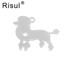 Risul I love my Dog Poodle Pudel Dog with Heart Pendant puppy pet ID blank dog tag for print Mirror polish Stainless steel 10pcs 2024 - buy cheap