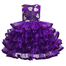 6 цветов; одежда для свадебной вечеринки с цветочным рисунком; платья принцессы для девочек; детская одежда с цветочным принтом для дня рождения; От 3 до 10 лет платье для девочек; Vestido 2024 - купить недорого