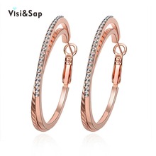 Visisap Double O Korea Earring Lady Hoop Earrings For Women Rose Gold Color Jewellery Gifts Brincos Fashion Jewelry VAKE098 2024 - buy cheap