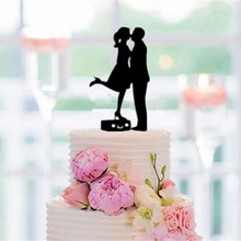 Decoración de Pastel de boda para pareja de luna de miel, soporte de silueta acrílica para novia y novio besándose, en caja 2024 - compra barato