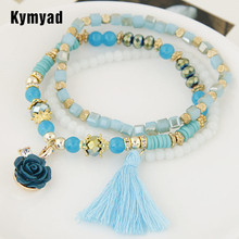 Kymyad Crystal Stone Bracelets for Women Fashion Flower Tassel Charm Bracelets & Bangles Beads Bracelet Femme Pulseira Masculina 2024 - buy cheap