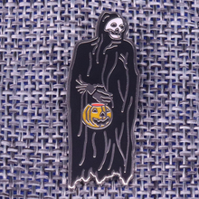 Grim Reaper lapel pin Jack lantern brooch horror death badge Halloween gift Gothic accessory 2024 - buy cheap