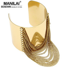 MANILAI-pulsera de aleación de Color dorado brillante para mujer, brazalete abierto de estilo Punk, cadena con borlas, accesorios llamativos, Rock 2024 - compra barato