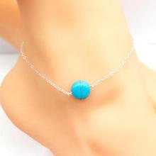 Fashion Boho Jewelry Anklet Ethnic Blue Stone Beads Ankle Bracelet Chic Foot Chain  Summer Bohemia Anklets For Women 2024 - compre barato