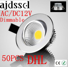50PCS/lot Super Bright Recessed LED Dimmable Downlight COB 3W 5W 7W 12W LED Spot light LED decoration Ceiling Lamp AC/DC 12V 2024 - buy cheap