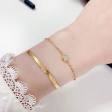 Yun ruo 2019 pulseira de corrente feminina, pulseira simples de cor ouro rosé, na moda, para mulheres, em aço de titânio 316l, joias que acabam no escuro 2024 - compre barato