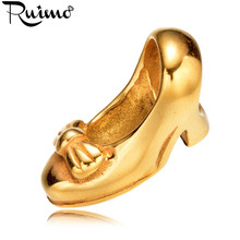 RUIMO-zapatos de tacón alto para mujer, de acero inoxidable, color dorado, de 8x18mm, 316l, cuentas con orificio colgantes para joyería europea 2024 - compra barato