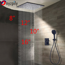 Orb-chuveiro quadrado com válvula termostática, 8, 10, 12, 16 polegadas, fixado na parede, jatos de água para massagem, pulverizador de chuveiro 2024 - compre barato