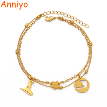 Anniyo Length 25cm + 5cm, Haiti Map the Anklet Gold Color Heart Foot Chain Jewelry Gifts Ayiti With Heart Ethnic Gifts #205006 2024 - buy cheap