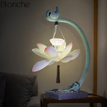 Chinese Style Lotus Table Lamp for Living Room Bedroom Bedside Lamp Study Retro Led Stand Desk Light Fixtures Lighting Luminaire 2024 - buy cheap