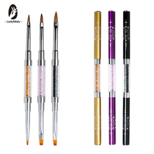 Ladymisty 2 head UV Gel Crystal Nail Brush Pen Flat Drawing Builder Nail Brush Rhinestone Pen Nail Art Manicure Tools Manicure 2024 - buy cheap