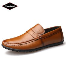 Waterproof Men's Genuine Leather Shoes 2022 Autumn Slip on Leather Loafers Men Flats Casual Boat Shoe Driving Moccasins 2024 - buy cheap