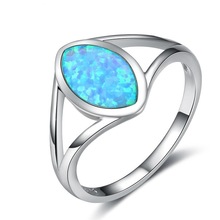 Роскошные овальные кольца для женщин в форме глаз с голубым огненным опалом, серебряное готическое кольцо, модные свадебные украшения, женский подарок для вечеринки 2024 - купить недорого