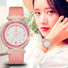 Elegant Women Luxury Fashion Diamond Rhinestone Casual Watches Leather Band Analog Alloy Quartz Wristwatches Relogio Feminino 2024 - buy cheap